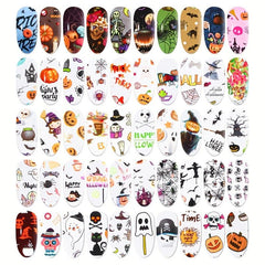 50pcs Halloween Nail Foil Transfer Stickers Starry Sky Self Adhesive Decals