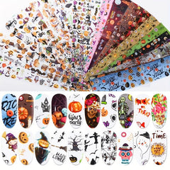 50pcs Halloween Nail Foil Transfer Stickers Starry Sky Self Adhesive Decals