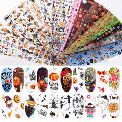 50pcs Halloween Nail Foil Transfer Stickers Starry Sky Self Adhesive Decals