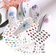 24 Sheets Summer Flower Nail Art Stickers Self Adhesive Decals