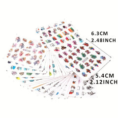 24 Sheets Summer Flower Nail Art Stickers Self Adhesive Decals