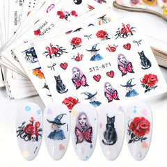 24 Sheets Summer Flower Nail Art Stickers Self Adhesive Decals