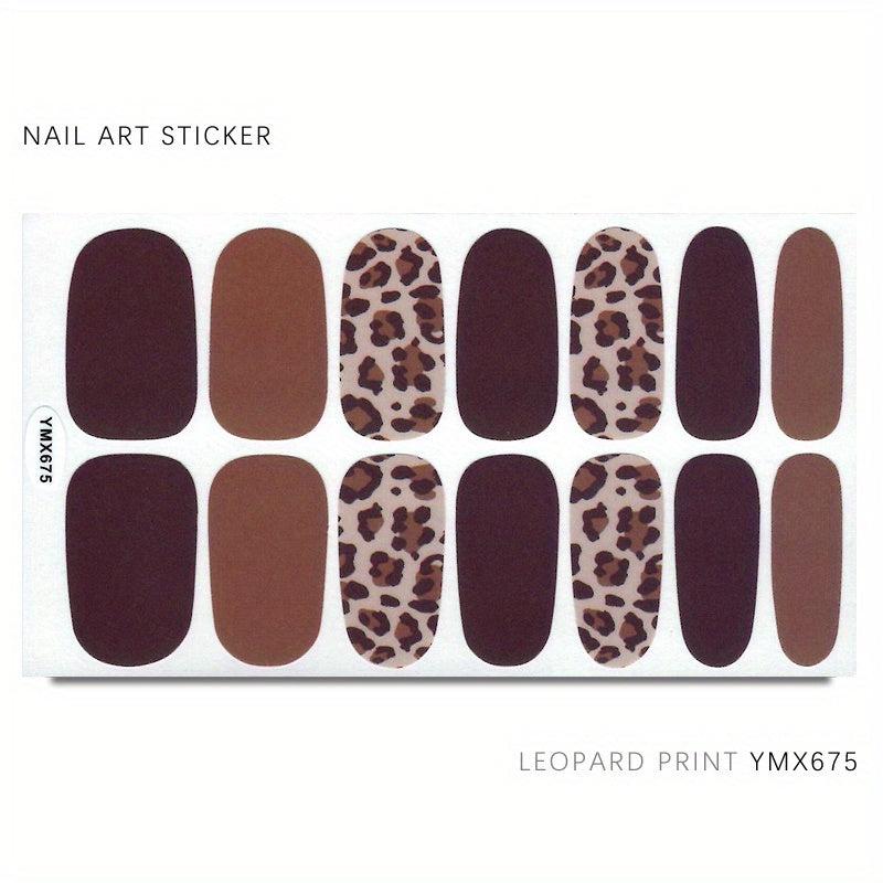 Leopard Print Nail Stickers Self Adhesive Manicure Kits 1 Sheet