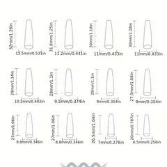 24 pcs Gradient Coffin Press On Nails with Love Designs and Rhinestones