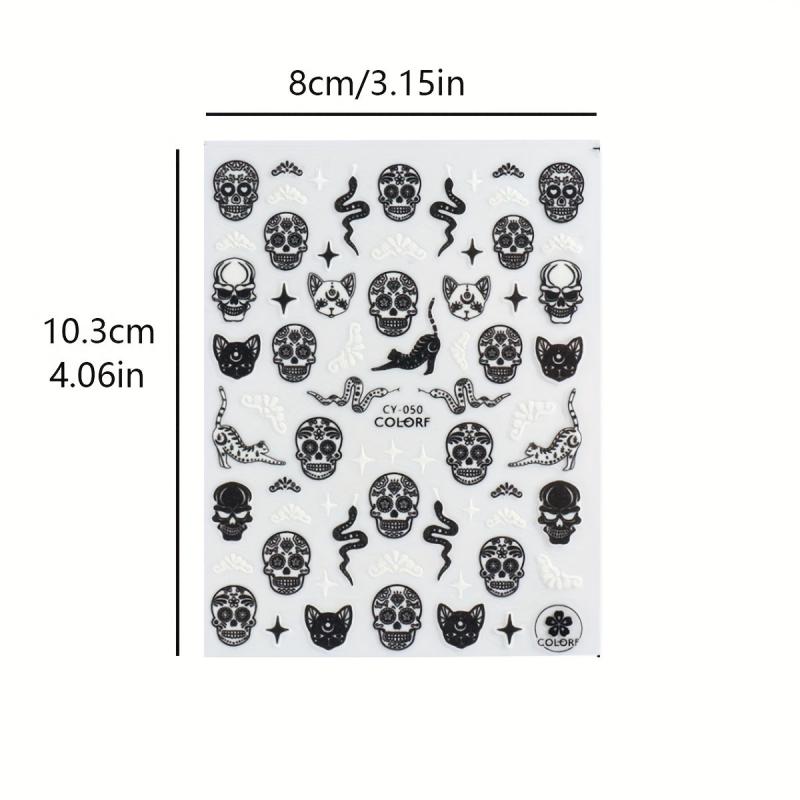 Skull Monster 3D Nail Stickers for Halloween