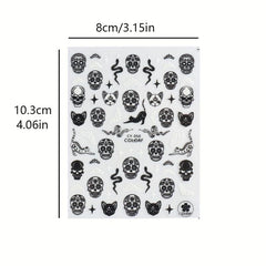 Skull Monster 3D Nail Stickers for Halloween