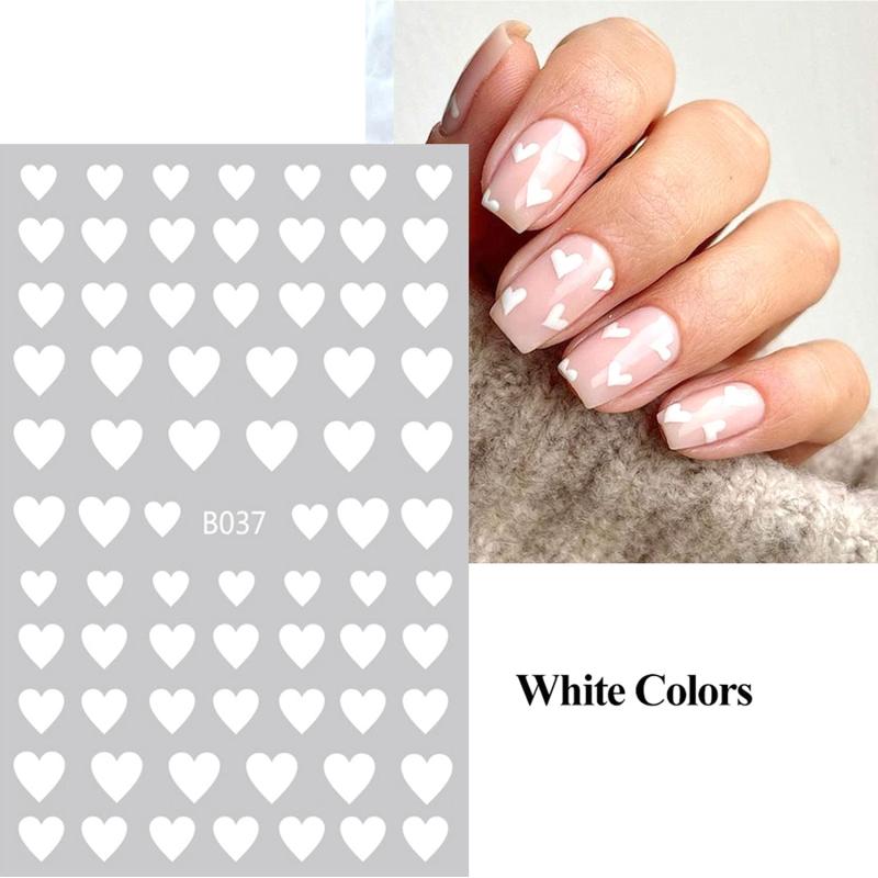Heart Love Nail Art Stickers Decals 3D Self Adhesive Holographic Stars Decals