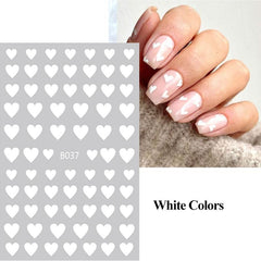 Heart Love Nail Art Stickers Decals 3D Self Adhesive Holographic Stars Decals