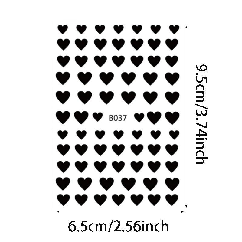 Heart Love Nail Art Stickers Decals 3D Self Adhesive Holographic Stars Decals