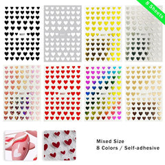 Heart Love Nail Art Stickers Decals 3D Self Adhesive Holographic Stars Decals