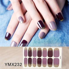 Glitter Nail Polish Stickers Strips with Glitter Powder Designs