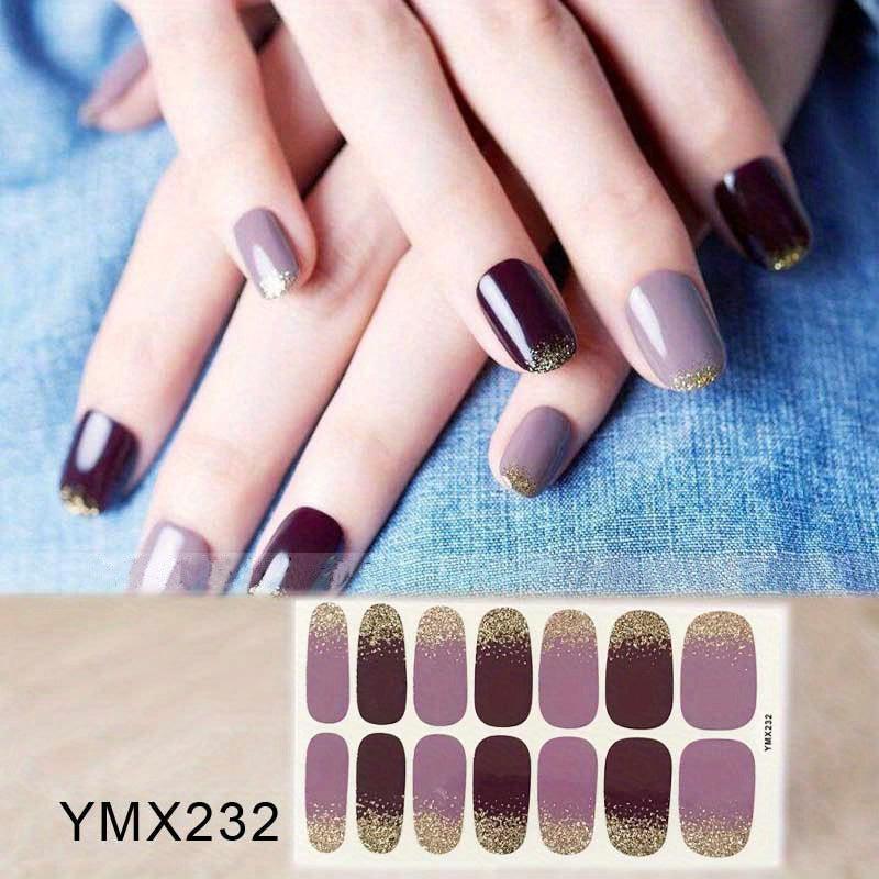Glitter Nail Polish Stickers Strips with Glitter Powder Designs