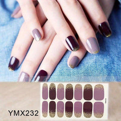 Glitter Nail Polish Stickers Strips with Glitter Powder Designs