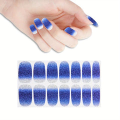 Glitter Gradient Nail Stickers Full Wraps Self Adhesive Nail Art Sets