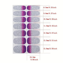 Glitter Gradient Nail Stickers Full Wraps Self Adhesive Nail Art Sets