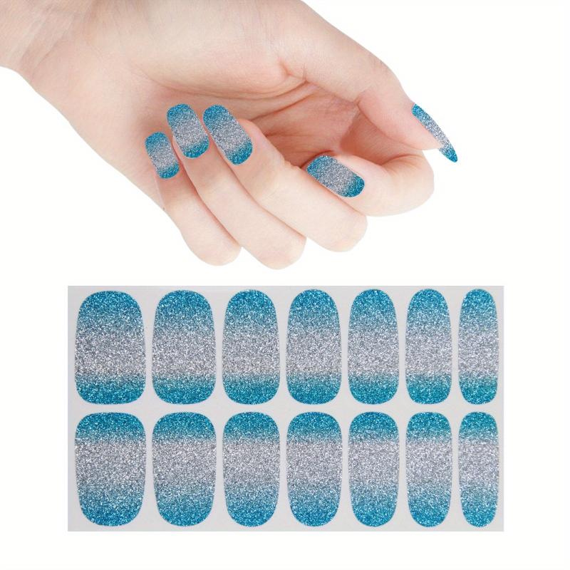 Glitter Gradient Nail Stickers Full Wraps Self Adhesive Nail Art Sets