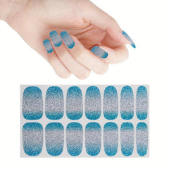 Glitter Gradient Nail Stickers Full Wraps Self Adhesive Nail Art Sets