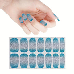 Glitter Gradient Nail Stickers Full Wraps Self Adhesive Nail Art Sets
