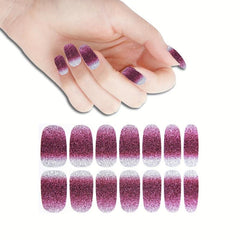 Glitter Gradient Nail Stickers Full Wraps Self Adhesive Nail Art Sets