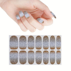 Glitter Gradient Nail Stickers Full Wraps Self Adhesive Nail Art Sets