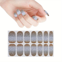 Glitter Gradient Nail Stickers Full Wraps Self Adhesive Nail Art Sets