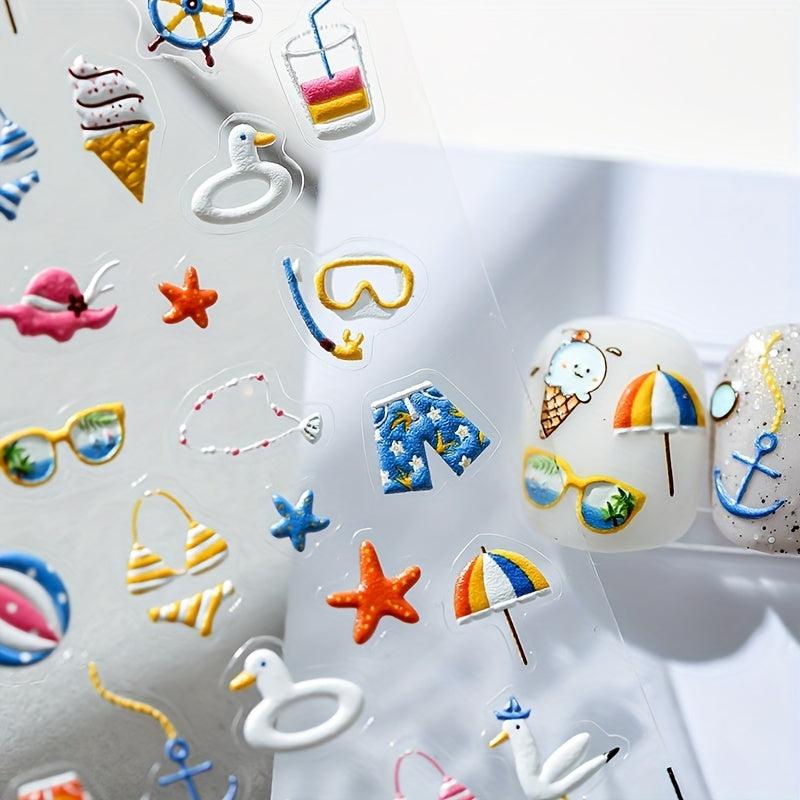 Sun & Flowers Nail Decals for Spring & Summer Manicures
