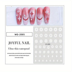 Gradient Hollow Love Heart Star Butterfly Cross Moon Nail Art Stickers