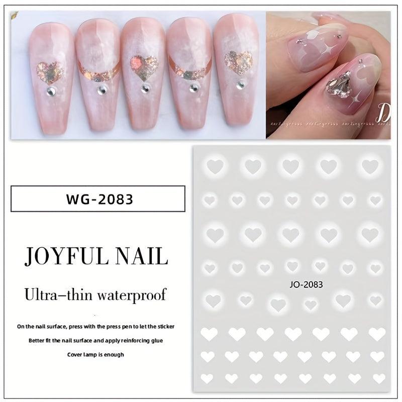 Gradient Hollow Love Heart Star Butterfly Cross Moon Nail Art Stickers