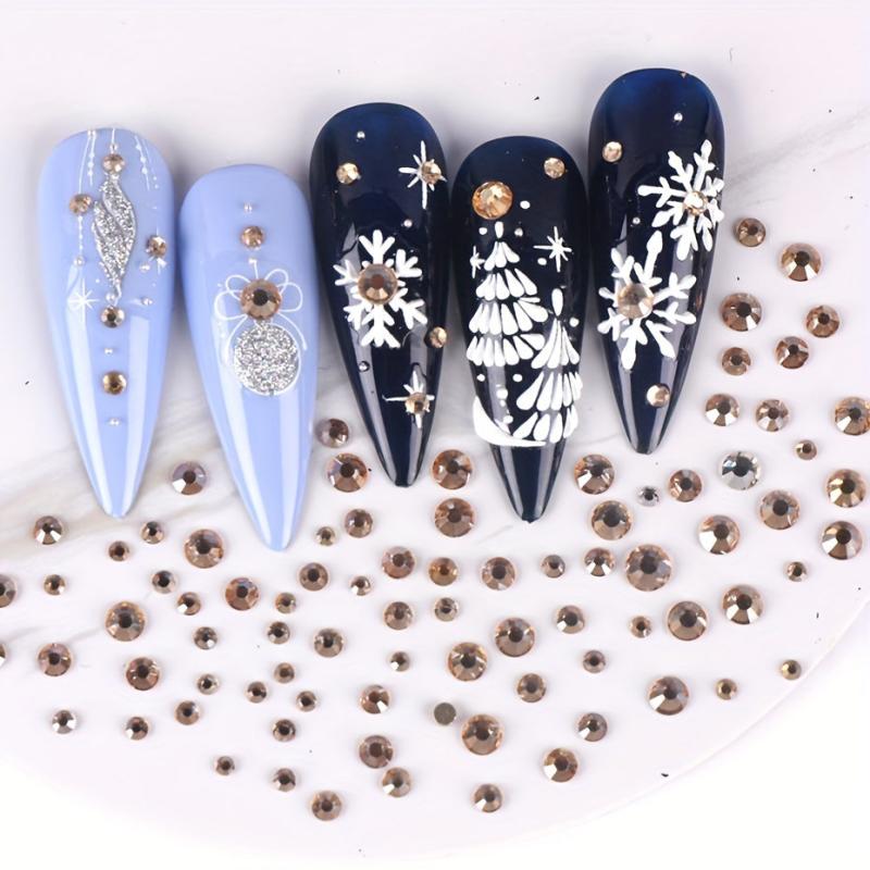 Golden Champagne Rhinestones For Nails Hotfix Glass Jewelry DIY