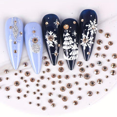 Golden Champagne Rhinestones For Nails Hotfix Glass Jewelry DIY