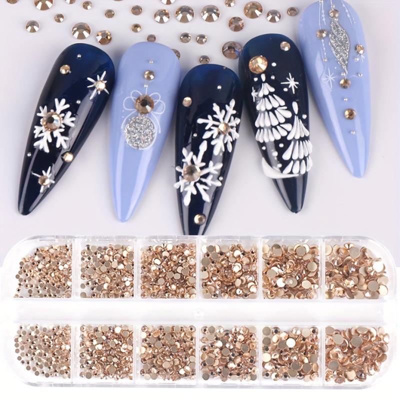 Golden Champagne Rhinestones For Nails Hotfix Glass Jewelry DIY