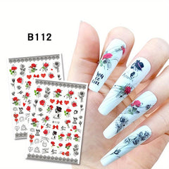 Colorful Flowers 3D Butterfly Spring Floral Theme Acrylic Nails DIY Set