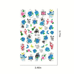 Colorful Flowers 3D Butterfly Spring Floral Theme Acrylic Nails DIY Set