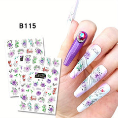 Colorful Flowers 3D Butterfly Spring Floral Theme Acrylic Nails DIY Set