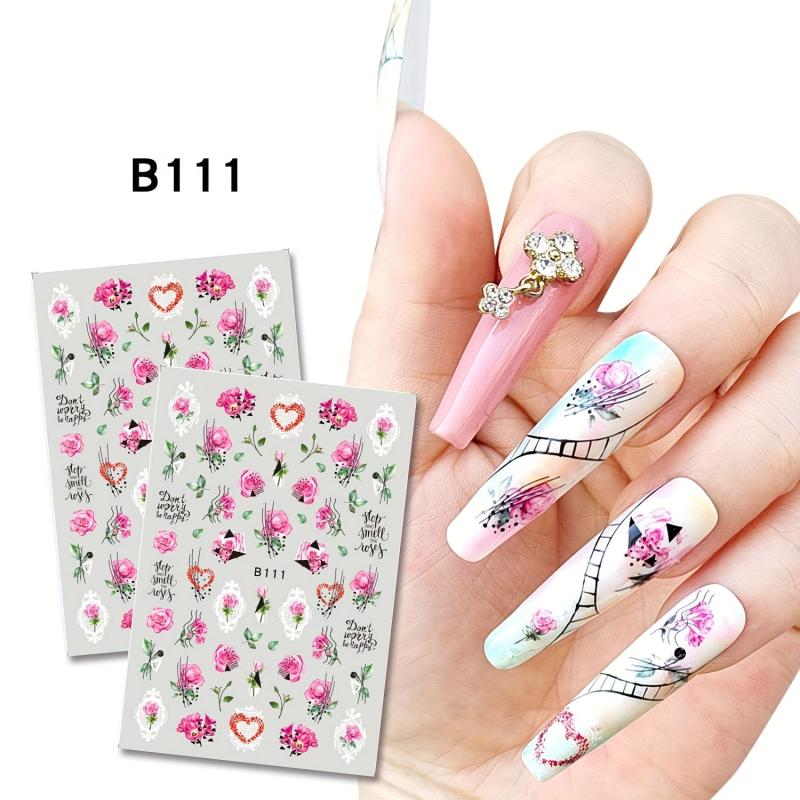 Colorful Flowers 3D Butterfly Spring Floral Theme Acrylic Nails DIY Set