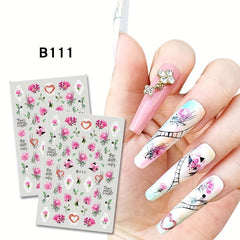 Colorful Flowers 3D Butterfly Spring Floral Theme Acrylic Nails DIY Set