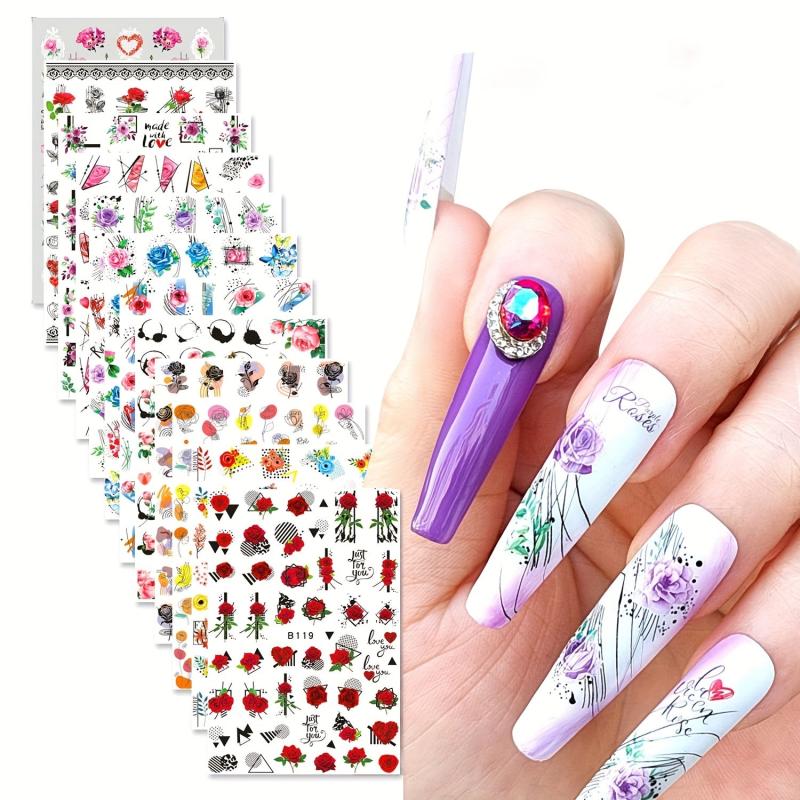 Colorful Flowers 3D Butterfly Spring Floral Theme Acrylic Nails DIY Set