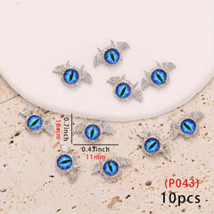 10pcs Evil Eye Nail Charms Crystal Rhinestone Acrylic Nail Art Decorations