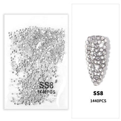 1440pcs Crystal Glass Nail Rhinestones for Nail Art