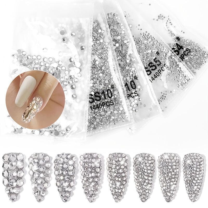 1440pcs Crystal Glass Nail Rhinestones for Nail Art
