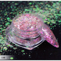 Shimmering Hexagon Glitter Nail Powder with Sequins