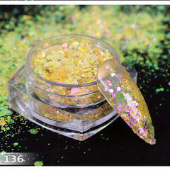 Shimmering Hexagon Glitter Nail Powder with Sequins