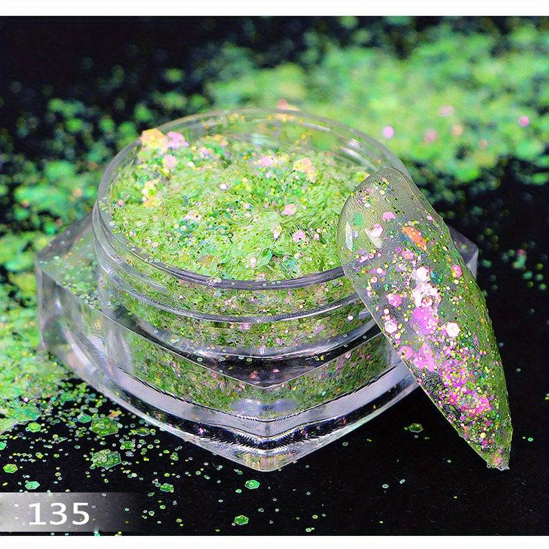 Shimmering Hexagon Glitter Nail Powder with Sequins