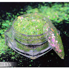 Shimmering Hexagon Glitter Nail Powder with Sequins