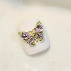 Butterfly Nail Charms with Aurora Zircon and Rhinestones 3D Nail Jewelry