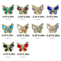 Butterfly Nail Charms with Aurora Zircon and Rhinestones 3D Nail Jewelry