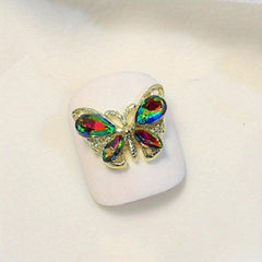 Butterfly Nail Charms with Aurora Zircon and Rhinestones 3D Nail Jewelry