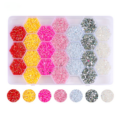 24 Grid Flat Back Crystal Nail Art Gemstones for DIY Nails 3mm 4mm