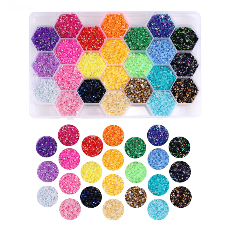 24 Grid Flat Back Crystal Nail Art Gemstones for DIY Nails 3mm 4mm