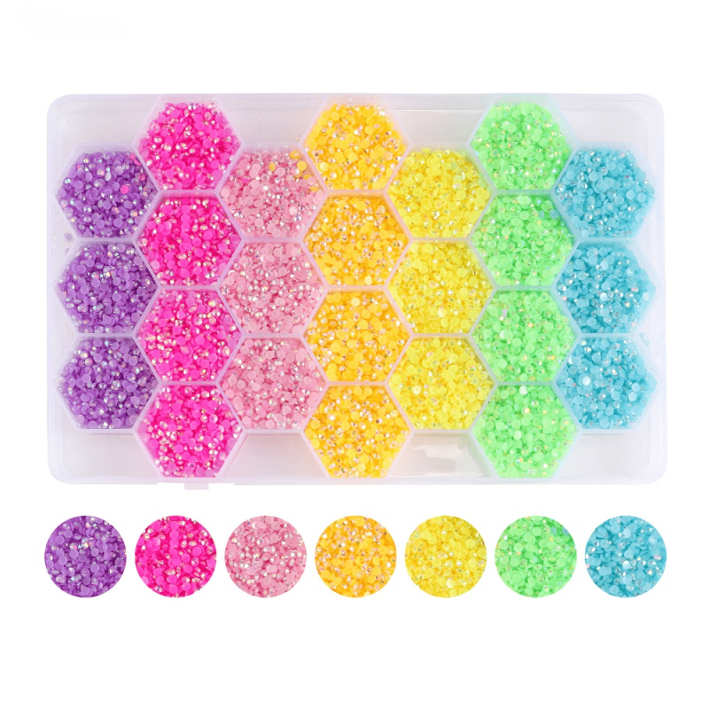 24 Grid Flat Back Crystal Nail Art Gemstones for DIY Nails 3mm 4mm